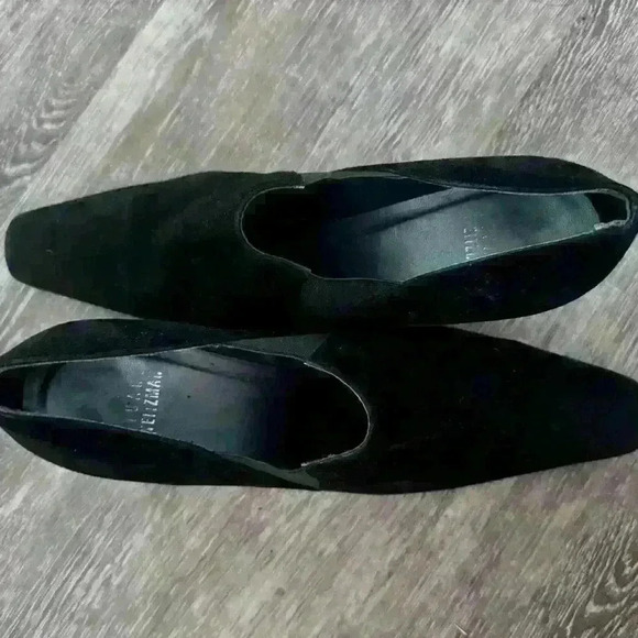 Stuart Weitzman 6.5 Vintage 90s Suede Leather Booties Kitten Heel Slip On Black - Picture 2 of 9